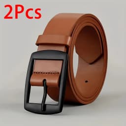 2PC Luxury Belt For Men PU Leather Belt Metal Pin Buckle High Quality Famous Brand Designer Waist Strap Belt For Jeans Plus Size