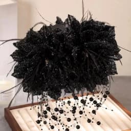 Elegant Peony Flower Grasping Clip Sequin Tassel Hair Claw Plastic Crab Hair Clips Women