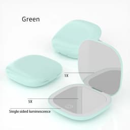 Mini Compact Foldable Pocket Hand Led Makeup Mirror With Led Light 5x/10x Magnification Rechargeable And Small