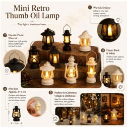 1/5pcs Vintage Lantern Mini Retro Led Light Battery Operated Lighting Decorative Oil Lamp for Holiday Christmas Gifts Home Decor