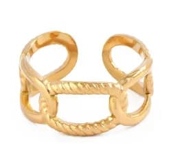 Wholesale High End Waterproof Three-dimensional M Letter Hollow Stainless Steel Finger Ring Trendy for Women Personalize Jewelry