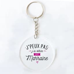 Best Godmother In World Print Keychain Circle Monogram Acrylic Keyring Fashion Key Chain Festive Birthday Gifts for Marraine