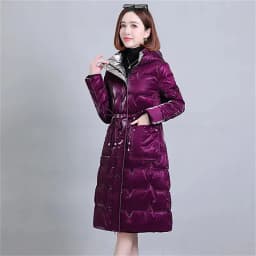 Thick Women's Windproof Long Mother's Down Cotton Coat Women's 2026 Winter Fashion Warm Slim Waist Wrapped Parka Hooded Lace-Up