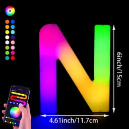 1PC Smart LED Letter Light - DIY RGB Marquee App Control Music Sync Indoor Sign Game Holiday Party Wedding Graduation Season A-Z
