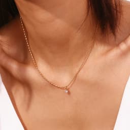 La. Muses Asymmetric Rice Bead Round Bead Chain Cubic Zirconia Pendant Stainless Steel Women's Necklace High-end Jewelry Gift