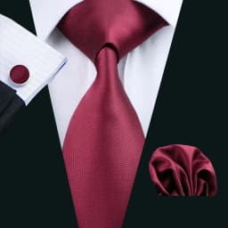 Fashion Red Plaid Men Tie Set 8.5cm Silk Jacquard Neckties Wedding Business Handkerchief Cufflink Tie Set Barry.Wang FA-6011