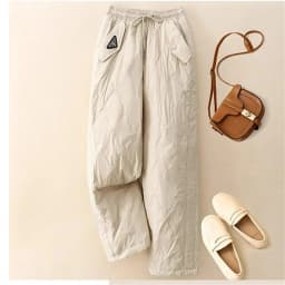 Spring Autumn Down Cotton Trousers 2025 New Loose Women's Clothes Straight Leg Pants Solid Color Fashion Female Wide-Leg Pants