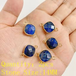 2PCS Natural Blue Lapis Lazuli Stone Gem Pendant Connector Charm For DIY Woman Men Jewelry Making Accessory Wholesale