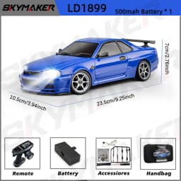 1/18 GTR R34 RWD RC Drift Car LDRC LD1899 2.4G ESP Gyro Alloy Metal Body LED Simulation Headlight Hobby RTR Racing RC Car Toy