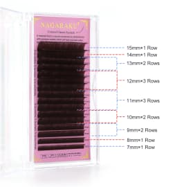 NAGARAKU Brown Eyelashes Individual Eyelash Makeup 16 Lines Brown Color High Quality Super Soft Natural Synthetic Mink