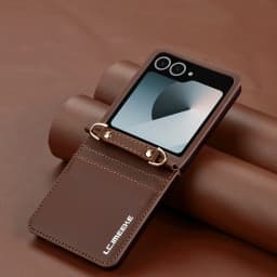 Crossbody Cards Solt Wallet Leather Case For Samsung Galaxy Z Flip 7 6 5 4 5G 3 7FE Flip7 Bag Strap Long Lanyard Business Cover