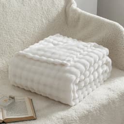 3D Bubble White Plush Blanket Textured Flannel Fleece Soft Warm Cozy Couch Throw Blanket Gift Plaid - Soft Throw Blankets