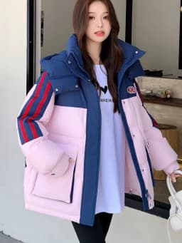 2025 Oversized Down Cotton Coat Women Korean Winter Jacket Warm Casual Hooded Parkas Patchwork Puffer Thick Snow Wear Outwear