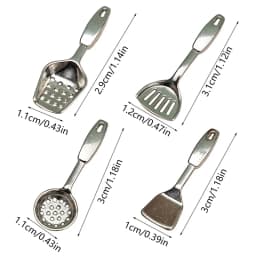1:12 Dollhouse Miniatures Mini Kitchen Tableware Wooden Knife And Fork Metal Pot Set Doll House Toys Decor Accessories