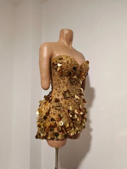 Sparkly Gold Rhinestone Sequins Sexy Strapless Mesh See Through Mini Dress Women Eveing Birthday Party Nightclub Stage Costume