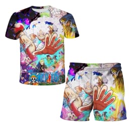2026 Boys' One Piece 3D T-shirt Set, Super Cool Luffy Zoro Summer Top + Shorts, Children's Short-Sleeve Birthday Gift for Boys