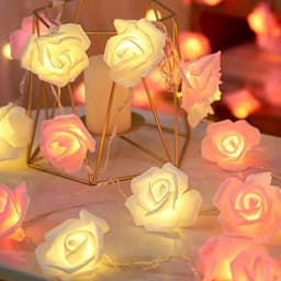 1PC 10/20LED Rose Flower Fairy Lights, LED String Lights for Valentines Day Wedding Bedroom Indoor Aesthetic Decor