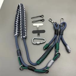 Black DIY Hand-braided Paracord Bag Strap Outdoor Multifunctional Anti-lost Adjustable Camera Phone Lanyard Shoulder Strap