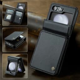 EUCAGR Luxury Magnetic Wallet PU Leather Case For Samsung Galaxy Z Flip 5 6 7 Card Solt Holder Pocket Cover For Galaxy Z Flip7 5