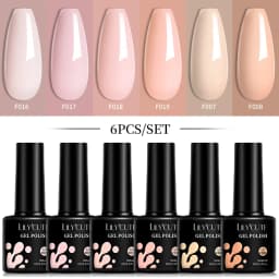 LILYCUTE 6Pcs 7ML Gel DIY Nails Polish Set Bright Pink Nail Charms Soak Off UV LED Gel Varnish Nail Art Design Accessories