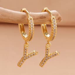 Nidin Hot Sale Initial A-Z Letters Mini Small Hoop Earrings Gold Color Zircon Jewelry Alphabet Fashion Christmas New Year Gift