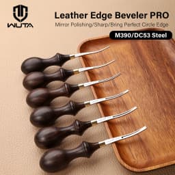 WUTA 1PC Leather Edge Beveler PRO Skiving Craft Work M390 / DC53 Steel Ebony Handle Cutter Edger Creaser Skiver Leather Tools
