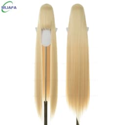 700g High Quality 59" 150cm Long Straight Cosplay Wig With Bang Blond Brown Red Green Blue Heat Resistant Hair Colors Anime Wigs