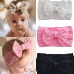 1/3/4/6Pcs Solid Color Baby Headband Bow Children Hair Band Elastic Nylon Newborn Soft Turban Headwrap Kid Hair Accessories