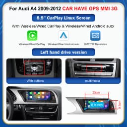 8.9 Inch 12.3'' Touch Display Multimedia Player Andriod Auto Link For Audi A4 S4 B8 2008-2012 GPS Carplay Screen Car Play
