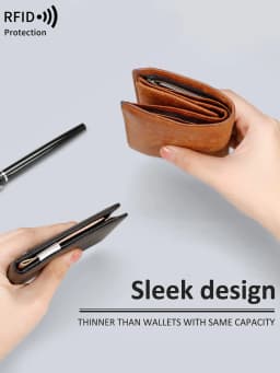 RFID Anti-Theft Brush Men's Wallet Portable Double Fold Cross Front Pocket Card Holder Multifunctional 12 Card Slot Short Zero W