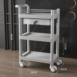 Barbershop Trolley with Wheels Multi-Layer Storage Rack High Load Capacity Durable 360°Rolling Workbench for Salon Spa Tattoo
