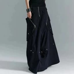 2025 New Gothic Y2K Cargo Denim Long Skirt Women Harajuku Vintage Black Bandage Jeans Skirts Aesthetic High Waist A Line Skirts