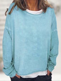 Women's Loose Fit Printed Crew Neck Long Sleeve Mid-Length Sweatshirt Soft Finish Pull On Women's Hoodies And Woman Clothes