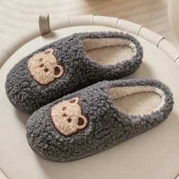 Cute Bear Fluffy Slippers Warm Plush House Shoes for Women and Men