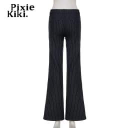 PixieKiki 2000s Clothes Y2k Low Rise Boot Cut Jeans Woman Casual Black Striped Denim Trousers Streetwear Flare Pants P77-FC43