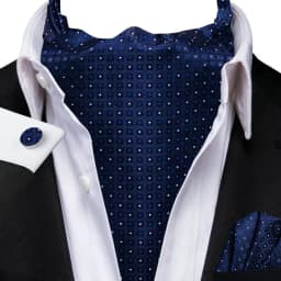 Men's Ascots Fashion Luxury Solid Plaid Check Dot Cravat Set with Cufflinks and Handkerchiefs for Daily Casual Outing