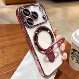 Luxury For Magsafe Bracket Case For iPhone 16 17 18 15 14 13 12 Pro Max 16 Plus Magnetic Ring Stand Holder Clear Acrylic Cover