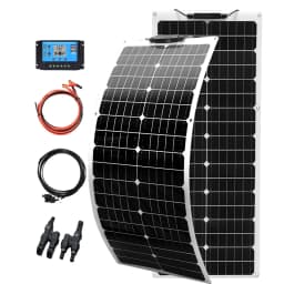 Solar Panel Complete Kit, 50W 100W 12V/24V Monocrystalline PV Battery Charger for Car Boat House Balcony RV Camper Off Grid