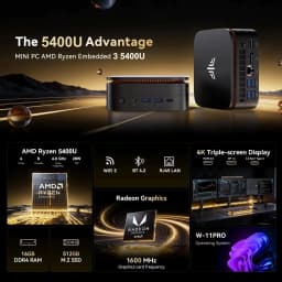 KAMRUI P1 AMD Ryzen 3 5400U Mini PC 16GB RAM 512GB Mini PC SSD Portable Gaming Mini Pc Wifi 5 Bluetooth 4.2 4K Triple Display Windows 11 Pro System Desktop Computer