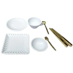 7/16/20Pcs Dollhouse Tableware Set Vintage Miniature Plate Bowl Fork Knife Spoon Chopsticks For Doll House Kitchen Furniture