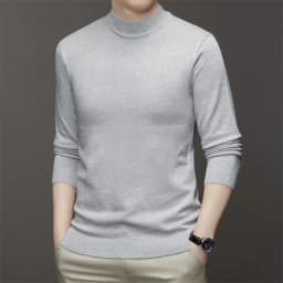 7 Colour Men's Half High Neck Long Sleeved Solid Color Sweater Soft, Warm and Comfortable Top with a Base