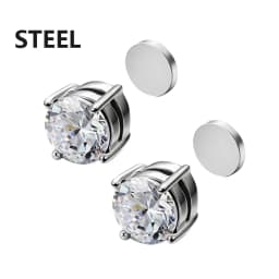 3 Pairs Punk Round Zircon Magnet Earrings Crystal Strong Magnetic Ear Stud Clip Earrings for Men and Women  Non Piercing Jewelry