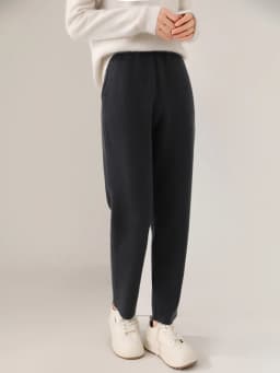 Women's Wool Pencil Pants Autumn Winter Office Lady Style Threaded Elastic Waist Trousers 100% Merino Wool Knitted Thicken Pants