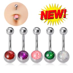 5Pcs/lot Candy Colors Acrylic Belly Button Rings for Women 316L Stainless Steel Bar Belly Navel Sexy Piercings Body Jewelry 14G