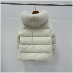 Schinteon Women 100% Real Fox Fur Collar White Duck Down Jacket with Hood Autumn Winter Warm Casual A-lined Warm Outwear Cape