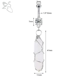 ZS 1 PC Cute Shell Pendant Belly Button Ring Moonstone Drop Belly Rings 14G Stainless Steel Summer Flower Navel Piercing Jewelry