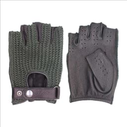 Semi-Fingers Gloves Unisex Knitted Sheepskin Patchwork Retro Riding Driving Women Half Finger Mittens Men Leather Gloves LSH01