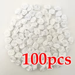 (100 Pcs/pack) 10*10mm Mini Fresh Pink Ribbon Flowers Small Size Satin Ribbon Artificial Flower Craft Festive Party Decoration