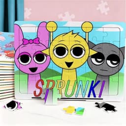 30pcs Sprunkis Multi-Character Themed Jigsaw Puzzle Family Birthday Party Puzzle Educational Learning Toys Gift for Birthdays