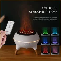 350ml Humidifier Aromatherapy Essential Oil Simulate Flame Aroma Diffuser,Remote Control Adjusted Colorful Atmosphere Lighting,